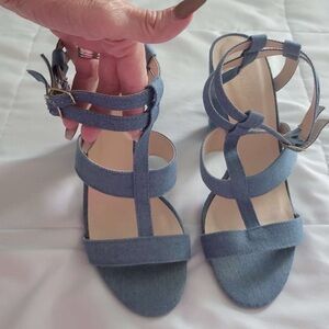Blue denim heels
